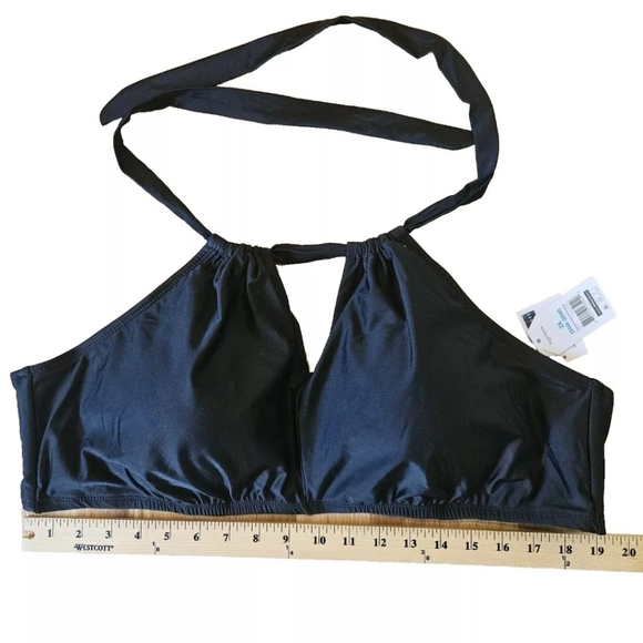 Time & Tru Key Neckline Halter Swim Top Size 3X 24 26W NWT Black Good Coverage - Picture 3 of 7